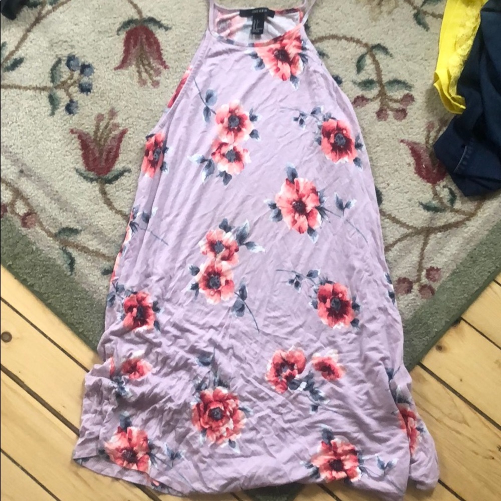 Floral high neck lavender dress
